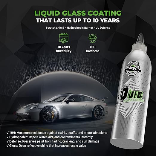 Liquid Glass Coating for Cars, High Gloss & Scratch-Resistant Self-Leveling Clear Coat Last for 10 Years, High-Gloss Shine Repairs and Protects Older Vehicles, for Car Paint, Headlights