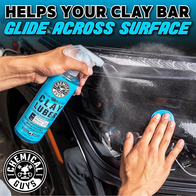 Chemical Guys Clay Bar and Luber Synthetic Lubricant Kit - Light/Medium Duty OG Clay Bar for Removing embedded dirt from Paint, Glass, and Metal, Essential Detailing Accessory - 2 Items