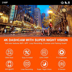 Mangoal 4K Dash Cam fit for GMC Acadia 2017-2023 (Model A), SE SEL Set AT4 Denali, Model A & Model B Have Same Models Years but Vehicle Sensor Cover are Different, Free App & WiFi, 64GB Card