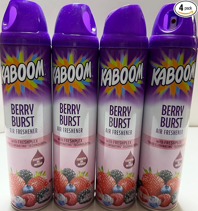 Wizard kaboom | Odor Neutralizer & Air Freshener with freshplex "odor eliminating" technology - 10 Oz. Berry burst (Pack of 4) (Packaging May Vary)