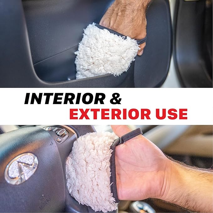 Maxshine Universal 2-Pack Professional Microfiber Wash Mitts – Finger Wheel Mitt & Dusting Mitt Set – Ideal for Small Area Cleaning, Car Washing & Detailing – Premium Auto Detailing Accessories