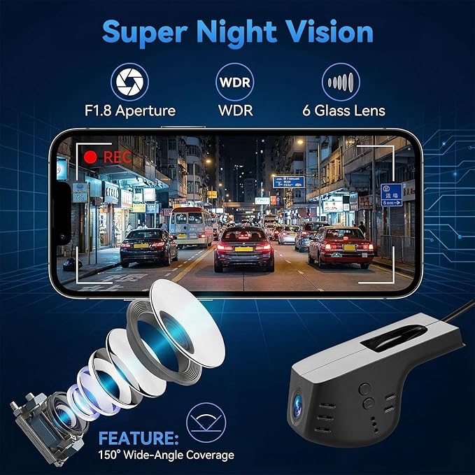 Front 4K Dash Cam for Honda Accord 2023 2024 2025 Hybrid LX Sport EX Touring EX-L (Gen11),Easy Installation,OEM Style in-Dash WiFi & APP, Loop Recording, G-Sensor, 24H Parking Monitor