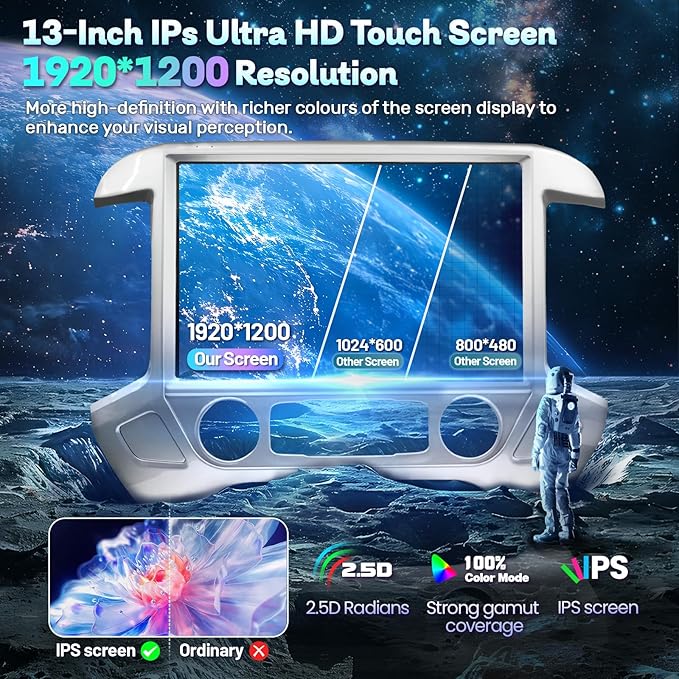 13.1" 8Core 8+128G Car Stereo Radio for Chevy Silverado GMC Sierra 2014-2018,5Ghz WiFi Android 13 Touch Screen Radio with Wireless CarPlay Android Auto BT DSP 48EQ Backup Camera,Silver