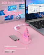 7-Port USB 3.0 Hub, RGB USB Hub with RGB Tree Light and 2ft Cable, USB Hub 3.0 Pink USB Expander for Laptop, PC, Flash Drive, HDD, Console, Printer, Keyboard, Mouse (Pink)