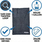 24"x36" Magic Microfiber Twisted-Loop Drying Towel, 1400GSM, Ultra Absorbent, Streak Free, Lint Free, Reusable - Car Accessories, Microfiber Cleaning Cloth - Professional Grade
