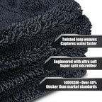24"x36" Car Drying Towel, 1400GSM Microfiber Towel for Cars, Twisted-Loop Drying Towel Car Detailing, Double Sided Super Absorbent, No Water Spots, Label-Free Design Car Towel