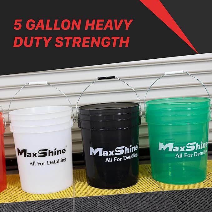 Maxshine 5 Gallon Universal Detailing Bucket (Green) – Car Wash Bucket for Scratch-Free Washing, Garage Storage & Detailing Tools – Holds Soap, Foam Cannon, Microfiber Towels & More