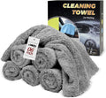 Microfiber Car Wash Cleaning Towels, 450gsm Ultra-Thick Highly Absorbent Lint-Free Detailing Cloths, Scratch Free Reusable Rags for Car Interior & Exterior - Coral Fleece, Grey, 12 Packs