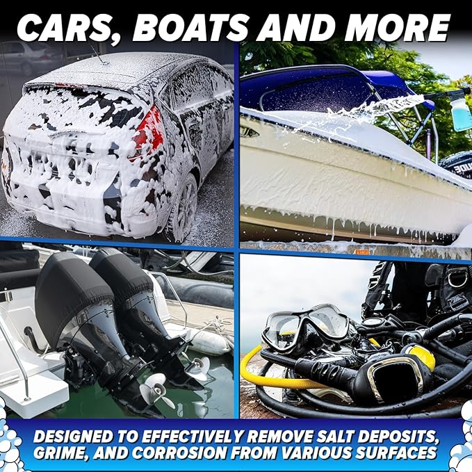 Carfidant Xtreme Salt Crusher – Boat Wash Soap & Salt Remover - Marine Engine Flush & Road Salts Neutralizer - Heavy Duty Cleaner for Boats, Jetskis, Cars - 16 fl. oz.