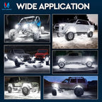 MICTUNING Q1 Max White Rock Lights, 8 Pods Super Bright Pure Underglow Light Kit, IP68 Waterproof for Truck Car ATV UTV Golf Cart (2 Year Warranty)