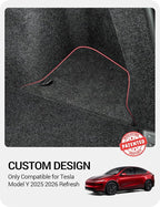 BASENOR 2025 2026 Tesla Model Y Trunk Storage Bins, (Proprietary Design) Trunk Organizer with Carpeted Lid, Rear Trunk Side Storage Box for 5-Seats Model Y Juniper Interior Accessories