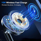 for Mag-Safe Car Mount Charger 15W iPhone Wireless Car Cigarette Lighter Phone Charger, Cigarette Lighter Phone Mount with Dual Port PD&QC3.0 Fast Charging for iPhone 17 16 15 Pro Plus Max 14 13 12