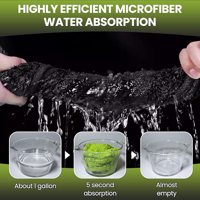 2 Pack Car Drying Towels – 1200GSM Ultra Absorbent Microfiber, 35"x24" & 16"x16", Lint-Free & Streak with Car Wash Mitt & Dual-Head Duster Brush for Auto Detailing, Car, SUV, Truck (Gray-Green)