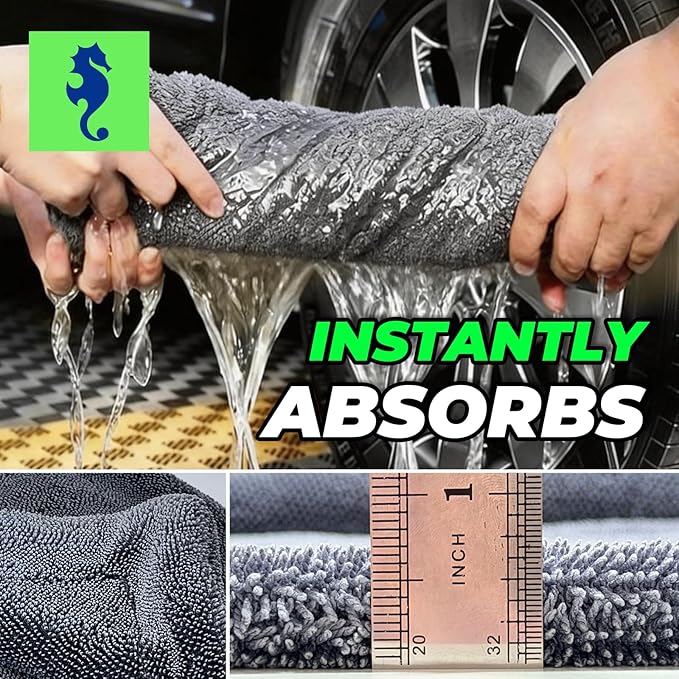 SHSCLY Dual-Sided Microfiber Car Drying Towel – Professional Control, Streak-Free Finish, No Dragging or Heavy Feel, Safe for Paint, Glass & Coatings (26.8" × 32.3")