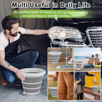 Collapsible Wash Bucket with Microfiber Mitt, 10L (2.6 Gallon) Portable Collapsiblle Buckett with Handle for Car Wash Household Cleaning, Multiuse Collapsibles Water Bucket and Car wash mitt - Grey
