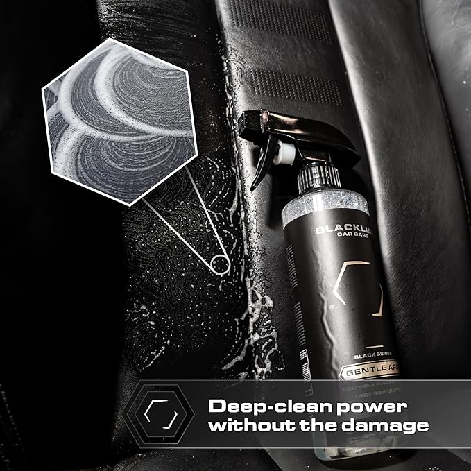 Blackline Leather Cleaner and Conditioner Care Kit with Microfiber Towel and Applicator Pad, Gentle APC and Leather Rehydrate, 2 16 Fl Oz Bottles for Leather Car Interiors