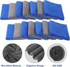 Shimeyao 30 Pcs 16 x 16 Inch Edgeless Microfiber Plush Towels for Cars Detailing Drying Wash Polishing Absorbent Cleaning Cloths, 500 GSM (Blue, Gray)