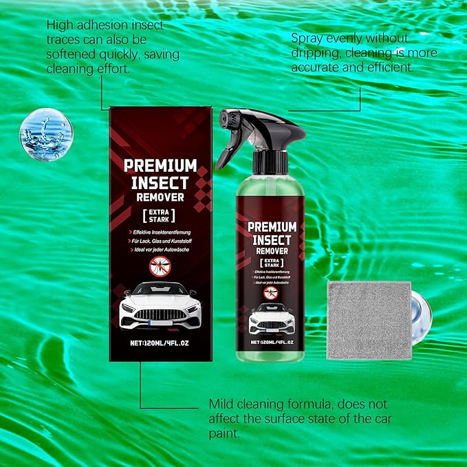 Car Paint Cleaner, Automotive Tar Remover, 120ml Heavy Duty Detailing Spray With Towel For Windshield Window Cleaning Supplies Valeting Accessory Restoration Gear Component Tool System Gear