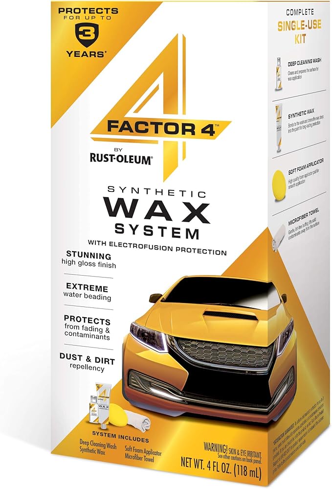 Rust-Oleum 345537 Factor 4 Synthetic Car Wax Kit, 4 oz