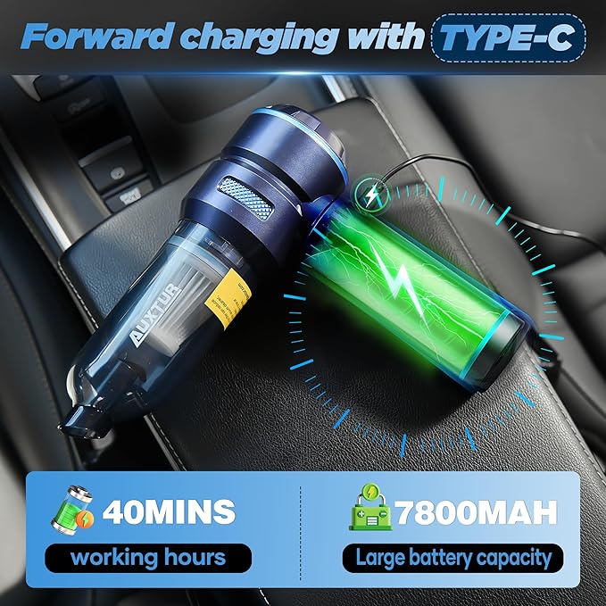 HL121 Car Vacuum,Portable & Foldable Design,17000PA Strong Suction,Dual-Function Vacuum and Air Blower for Automotive Interior Cleaning and Car Care