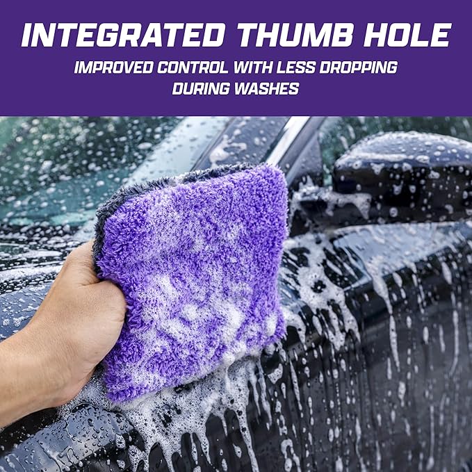 Brug’s® HyperPlush Wash Pads – 4 Pack | 800 GSM 70/30 Premium Microfiber | Scratch-Free Car Wash Pads with Grip Thumb Hole