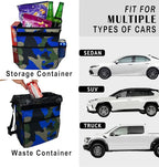 SIBOFUEGO Cute Car Trash Can with Lid – Multipurpose Collapsible Trash Bin for Car, Leak-Proof Organizer, Waterproof Garbage Can with Storage Pockets & Adjustable Straps, 2 Gallons (Camo Blue)