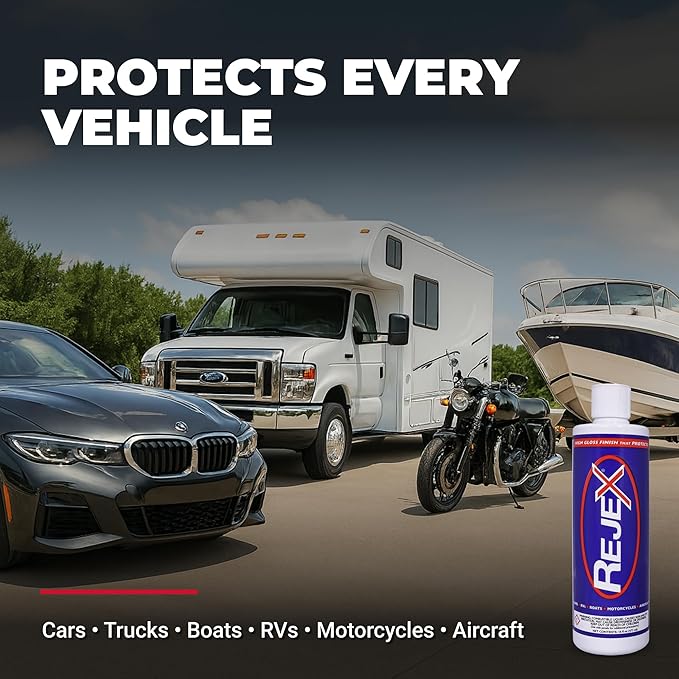 RejeX High Gloss Finish That Protects, Long-Lasting Polymer Coating for Cars, Trucks, Boats, RV, Motorcycles, Aircraft, Glass, Painted Metal, Fiberglass, Acrylic, Gel Coat & Plastic Surface, 128 Fl Oz