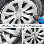 Wheel Brush Kit, Soft Drill Wheel Cleaner Brush, No Scratches Highly Dense Car Cleaning Brush Set for Wheels, Rims, Engines, Exhaust(White/Black,2Pcs)