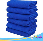 Cleaning Wash-Cloth Towels - Large 27" x 16" Microfiber Rags - Highly Absorbent, Lint Free Streak Free for House, Kitchen, Car, Window Detailing Reusable Shop Towels (6-Pack, Royal Blue)