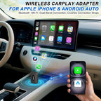 Wireless CarPlay Adapter for iPhone – Converts Wired to Wireless CarPlay for Android Auto with Fast Stable 5.8GHz & Bluetooth Connect & Plug and Play USB & USB-C – No Delay Apple CarPlay, Black