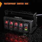 Nilight 4 Gang Rocker Switch Box 12V SPST ON Off Toggle Switches PD Type C and QC 3.0 USB Charger Voltmeter LED Light Waterproof Aluminum Mount Bracket Panel DIY Stickers for Boat Car RV Truck