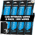 Fortress Car Interior Wipes with Microfiber Cloth (25 ct, Pack of 8) for Car Interior Cleaning, Dashboard, Seats, Detailing, and Steering Wheel [Travel Size] Skin-Safe Car Interior Cleaner Supplies