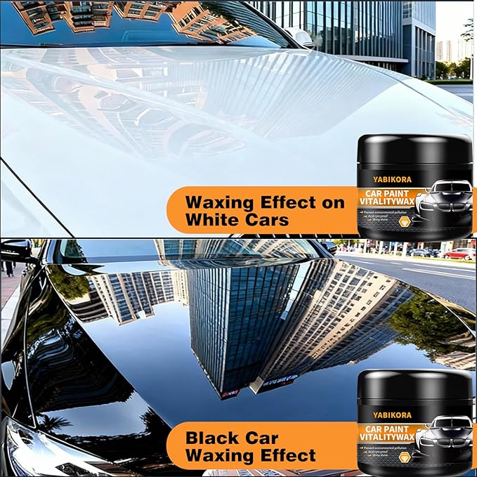 Car Wax Polish, Carnauba Wax Restores Shine High Hydrophobicity & Antioxidant, Long-Lasting Protection Gentle Formula For Cars, Rvs, Trucks, Motorcycles - Includes Sponge & Towel - 1pack 3.53oz