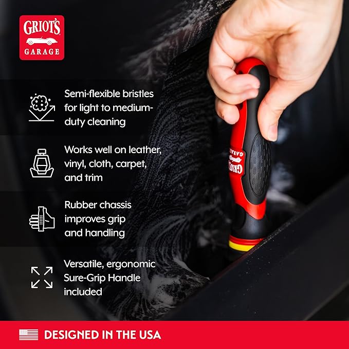 Griot's Garage Soft MOD Detail Brush Head and Handle, Bristle Scrubber for Car Detailing and Light to Medium-Duty Cleaning, Standard Size