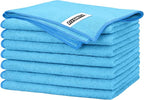 FIXSMITH Blue Microfiber Cleaning Cloth -Pack of 8, Highly Absorbent Cleaning Rags, 16"X12" All Purpose Cleaning Towels for Housekeeping, Kitchen, Car, Lint Free and Reusable Microfiber Towels