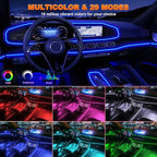 Jushope Car LED Strip Lights, USB Interior Ambient Lighting Kits with Wireless APP and RF Remote Control, 16 Million Colors Music Mode Car Decoration Lights with 315 inches 3.0mm Fiber Optic (6 in 1)
