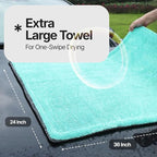 Crystal Clean 1300GSM Microfiber Towels for Cars – XL Drying Towel with Double Twisted Loop, Professional Detailing Towel Car Detailers - Quick Dry, Paint Safe & Swirl-Free (Grey+Green)