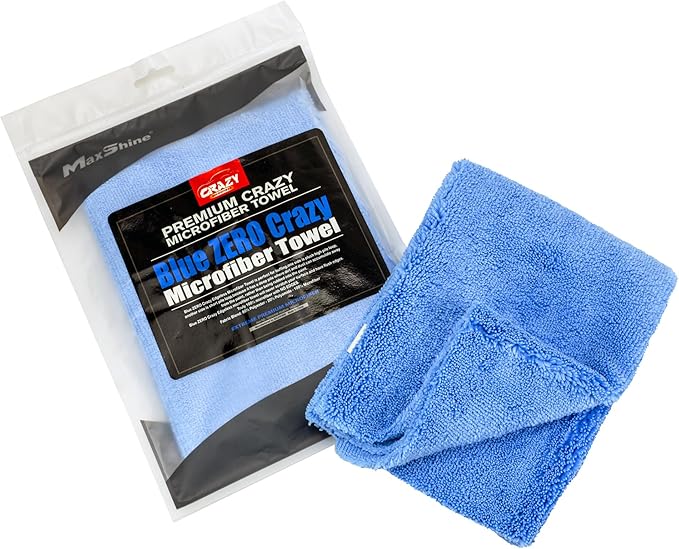 Maxshine 16”x24” Universal 6-Pack Blue Microfiber Towel - 380GSM Zero Crazy Edgeless - Professional Rinse-Free, Scratch-Free Drying Towels for Cars - Perfect for Car Detailing