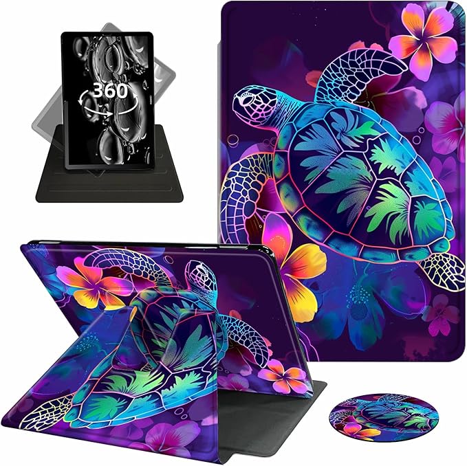 Case for 6" Kindle (11th Generation-2024/2022 Release),360 Degree Rotating Swivel PU Leather Stand Flip Folio Cover with Auto Wake/Sleep for Kindle 11th Generation 2024,Glitter Sea Turtle