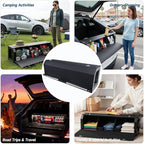 Trunk Organizer SUV with LED Light, Waterproof Leather Car Trunk Storage Organizer with Lights, Large Capacity Sturdy Car Storage Box Powered by 4 AA Batteries (Batteries Not Included)