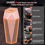 Car Trash Can with Lid - 1-Pack, Interior Accessories for Vehicles, Leakproof Garbage Can with 15 Detachable Trash Bags, Multipurpose Organizers and Storage Solutions for Home and Office (Pink)