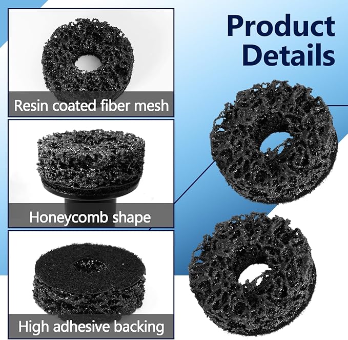 6PCS Wheel Hub Cleaning Pads, 2" Durable Nylon Web Pads, Wheel Stud Cleaner Pads