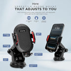 iHome Car Mount, Dashboard/Windshield/Vent Mount, Swivel Neck, Silicone Grip, Adjustable Mount Arm with Suction Cup Base (Adjustable Arm Car Mount)