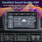Double Din car Stereo with CD/DVD Player- CarPlay & Android Auto, Car Audio with Bluetooth, 7 Inch HD Touchscreen, Rear Camera, USB/TF/AUX, Subwoofer, AM/FM Radio Receiver