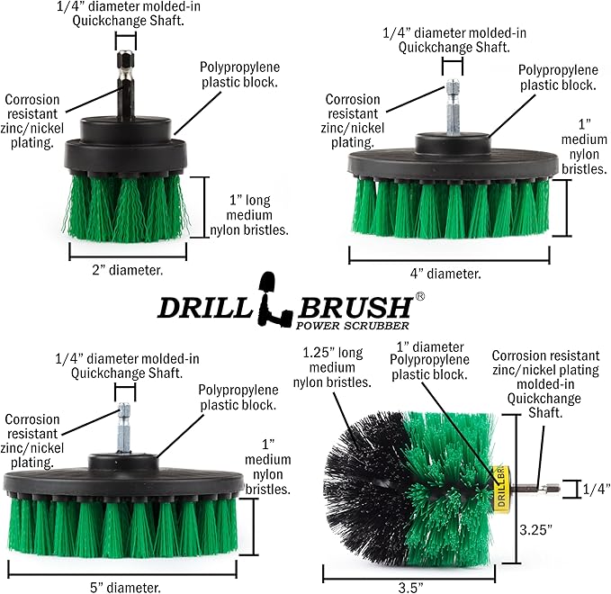 Kitchen Cleaning Supplies - Drill Brush Set with Extension - Counter Scrubbing Brushes, Stove Cleaning Tools - Oven Spot Cleaning Tool - Home Sink Scrubbing Brush Set - Cast Iron Pot Cleaning Brushes