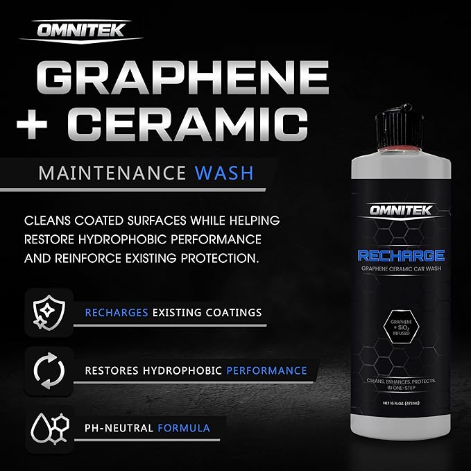 Graphene Ceramic Car Wash Soap - Graphene Coating Infused Car Shampoo - pH-Neutral Formula for Coatings - Cleans, Protects, & Recharges Existing Coatings In One Step (16oz)