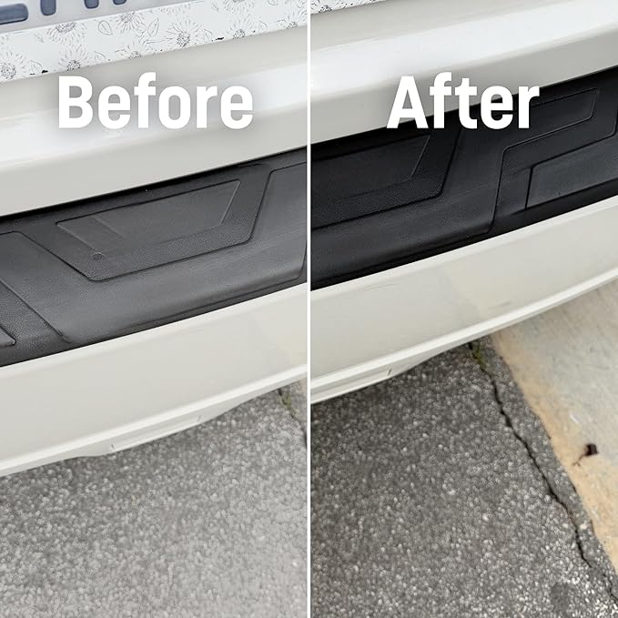 Plastic Restorer for Long-Lasting, Deep Black Results – Restores Faded Plastic, Rubber & Vinyl with UV Protection, Non-Greasy Formula + Foam Applicator, 8oz