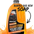 SwiftJet Car Wash Foam Gun + Microfiber Wash Mitt - Foam Cannon Works with Any Soap - Garden Hose Car Foam Sprayer - Car Wash Kit - Car Accessories Foam Blaster (Orange Foam Gun with Mitt)