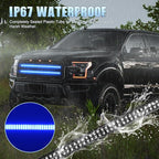 Nilight 2PCS 24 inch Truck Grille Strobe Lights Strip 384 LED Emergency Light Blue Flexible Side Flashing Warning Caution Safety Waterproof Lighting Kit for Trucks Tow Plow Construction Vehicles