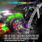 Nilight 4PCS 17.5inch LED Wheel Ring Lights RGB with APP and Remote Control Neon Lights Million Colors w/Turn Signal and Braking Function for Car Van SUV Truck